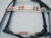 Trense m/hanoverransk n�seb�nd & bidrem m/perler i hvid & r�d - p� pande & n�seb�nd. Farve sort m/blanke sp�nder.